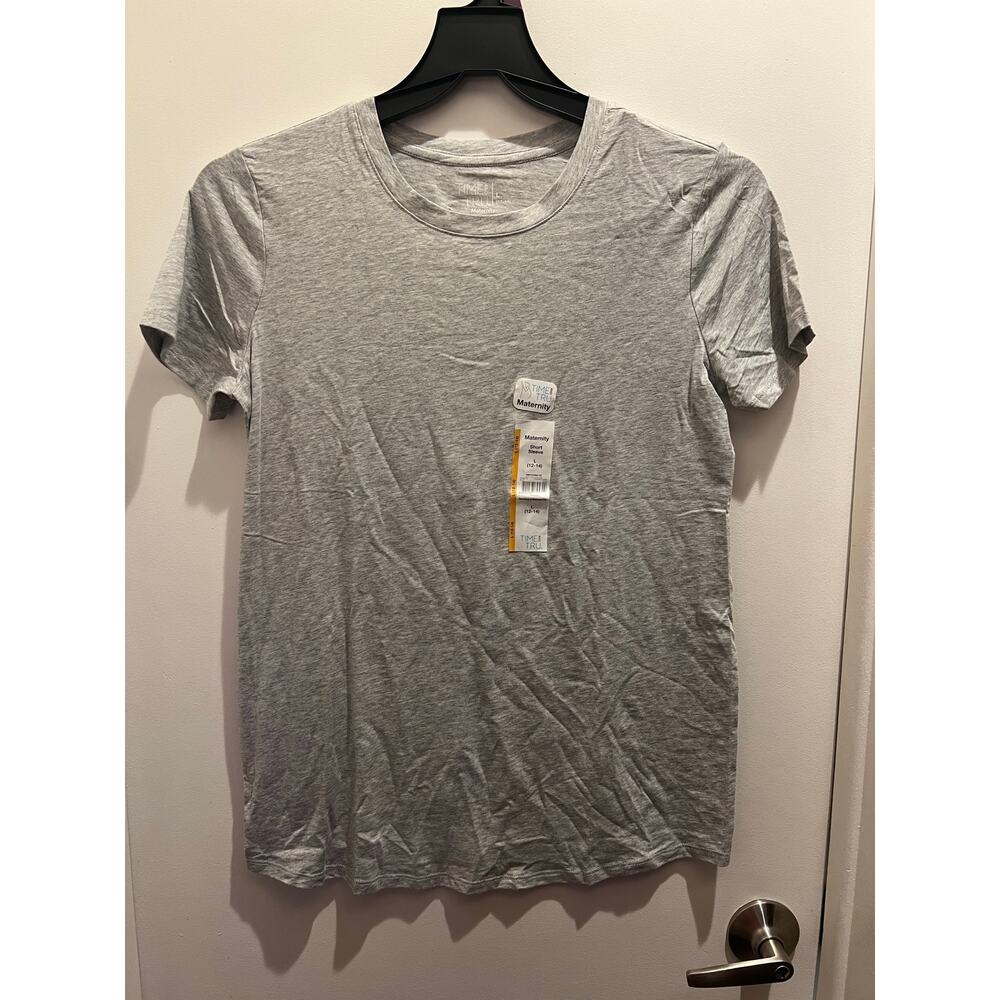 Time and Tru Women's Maternity Non Shirred Tee with Short Sleeves, Size L 12-14